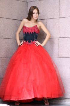 Beautiful young women in Red dress