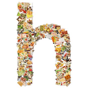 Food Art H Lowercase Shape Collage Abstract