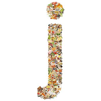 Food Art J Lowercase Shape Collage Abstract