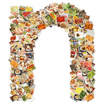 Food Art N Lowercase Shape Collage Abstract