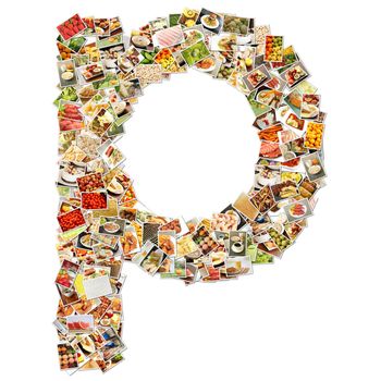 Food Art P Lowercase Shape Collage Abstract