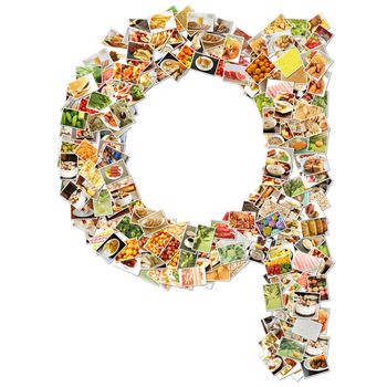 Food Art Q Lowercase Shape Collage Abstract