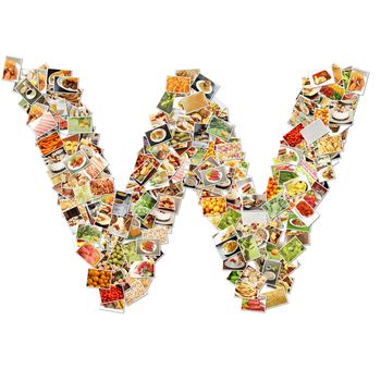 Food Art W Lowercase Shape Collage Abstract