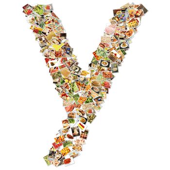 Food Art Y Lowercase Shape Collage Abstract