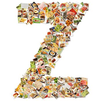 Food Art Z Lowercase Shape Collage Abstract