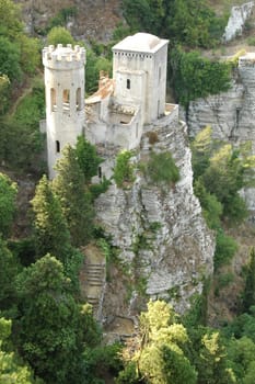 Castle over a hill in Italy in summer