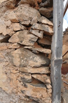 Old ancient building in the desert on a cloudy sky