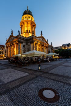 German Cathedral on Gendarmenmarkt Square in the Eveneing, Berlin, Germany