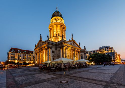 German Cathedral on Gendarmenmarkt Square in the Eveneing, Berlin, Germany