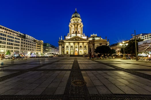 German Cathedral on Gendarmenmarkt Square at Night, Berlin, Germany