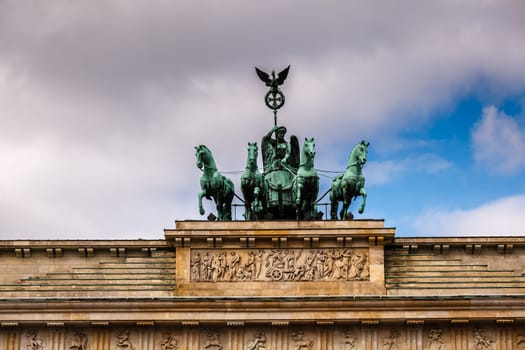 Quadriga on Top of the Brandenburger Tor (Brandenburg Gate) in Berlin, Germany