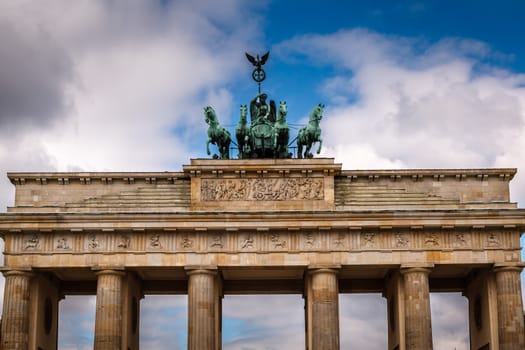 Quadriga on Top of the Brandenburger Tor (Brandenburg Gate) in Berlin, Germany