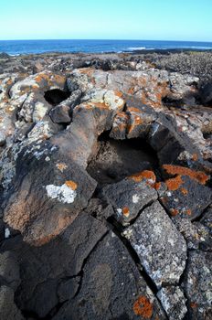 Old volcanic eruptions near the sea in Lanzarote