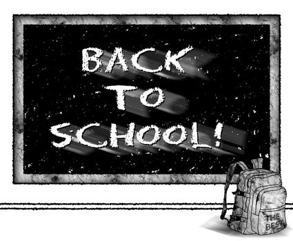 Back to school - blackboard and backpack