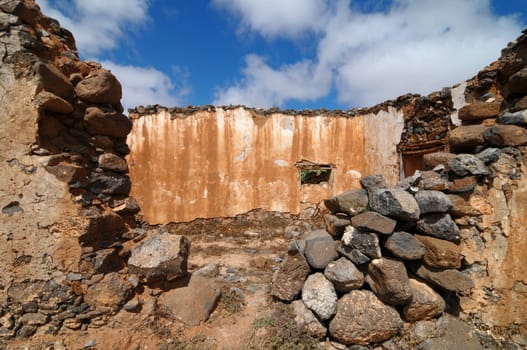 Abandoned house in the desert in Lanzarote Spain