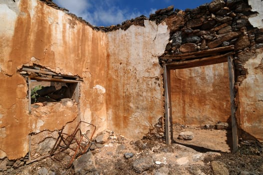 Abandoned house in the desert in Lanzarote Spain