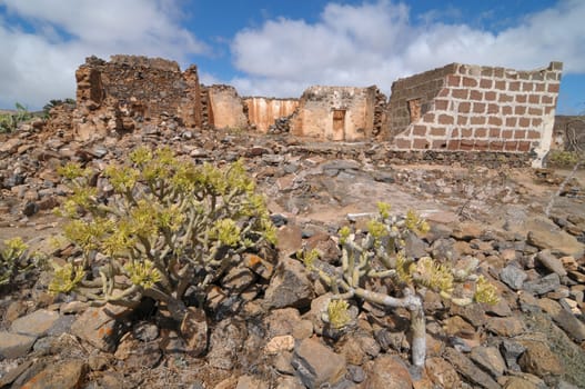 Abandoned house in the desert in Lanzarote Spain