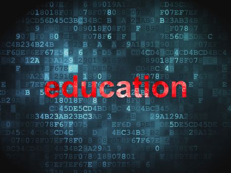Education concept: pixelated words Education on digital background, 3d render