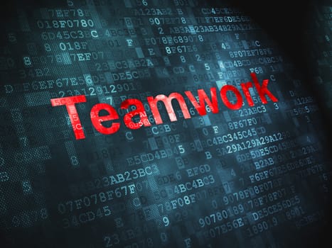 Business concept: pixelated words Teamwork on digital background, 3d render