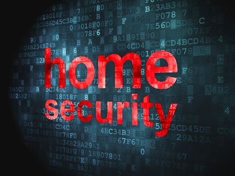 Safety concept: pixelated words Home Security on digital background, 3d render