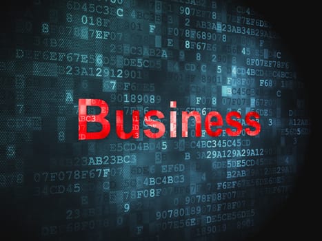 Business concept: pixelated words Business on digital background, 3d render