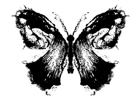 Abstract butterfly. Stylized image of a butterfly painted rough brush strokes