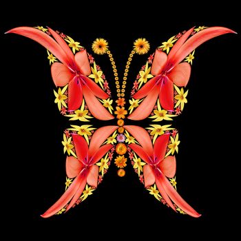 Butterfly silhouette made from flowers