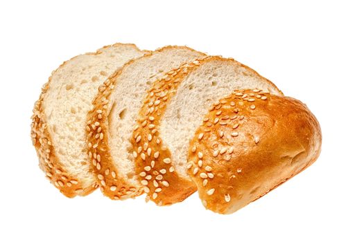 Bun with sesame seeds on a white background