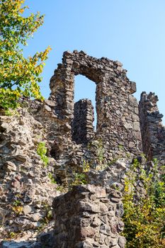 Nevitsky Castle. The wall of an old castle in early autumn