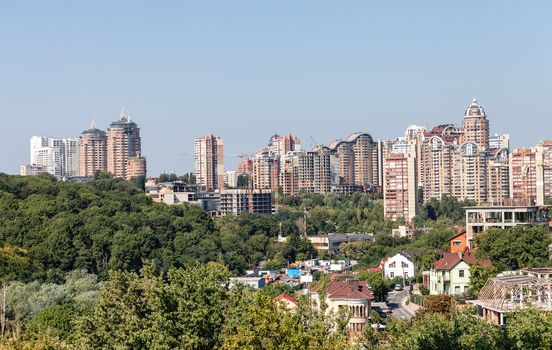 Panorama of new houses of ancient city Kiev. Ukraine