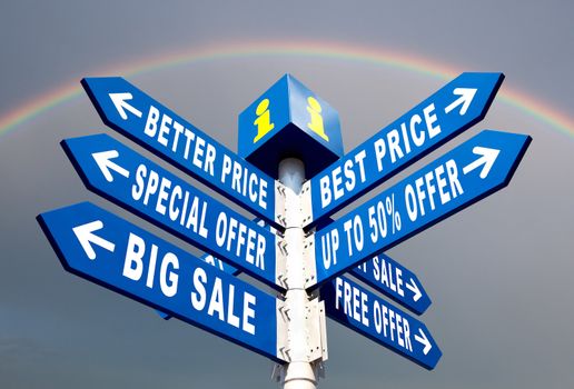 Big Sale, Better Price and Special Offer Directional Road Signs