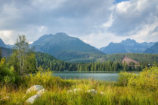 Mountain lake in National Park High Tatra. Strbske pleso, Slovakia, Europe