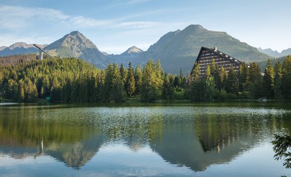 Mountain lake in National Park High Tatra. Strbske pleso, Slovakia, Europe