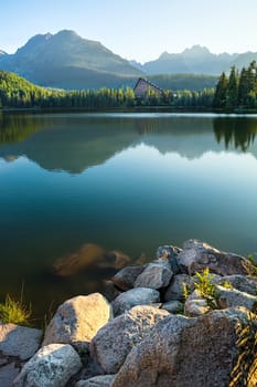 Mountain lake in National Park High Tatra. Strbske pleso, Slovakia, Europe