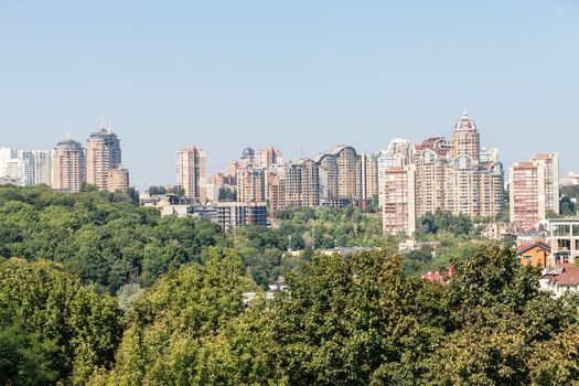 Panorama of new houses of ancient city Kiev. Ukraine
