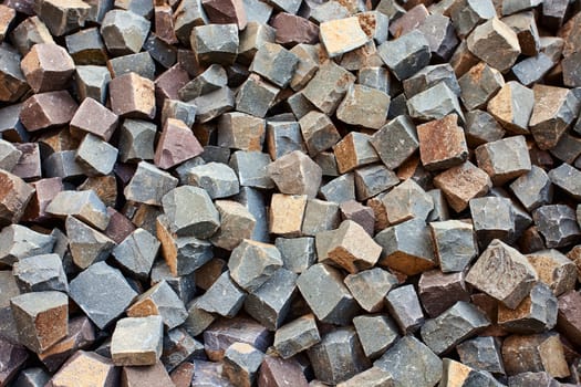 Stone square bricks for old city roads