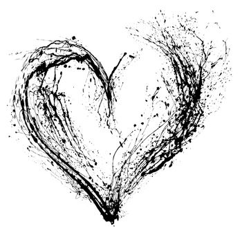 Abstract Valentine black heart on white background