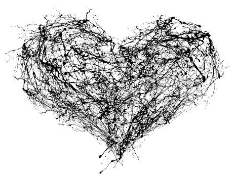 Abstract Valentine black heart on white background