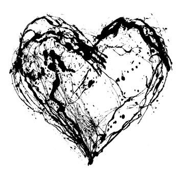 Abstract Valentine black heart on white background