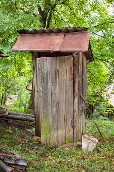 Rustic old wooden rural outside toilet 