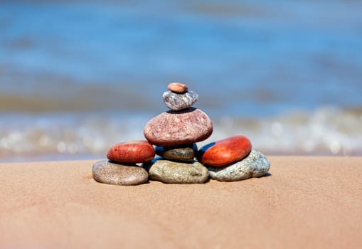Heap of stones against the sea
