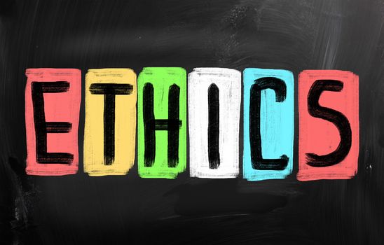 "Ethics" handwritten with chalk on a blackboard