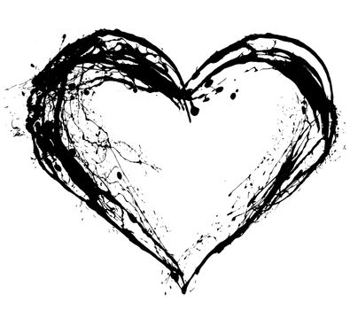 Abstract Valentine black heart on white background