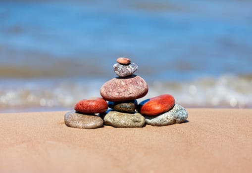 Heap of stones against the sea