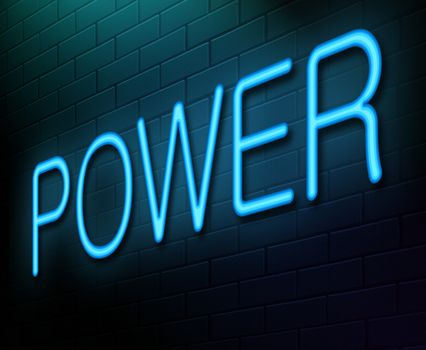 Illustration depicting an illuminated neon sign with a power concept.