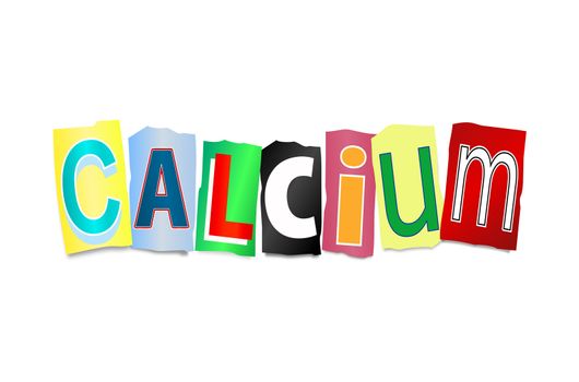 Illustration depicting a set of cut out letters formed to arrange the word calcium.