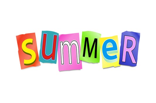 Illustration depicting a set of cut out letters formed to arrange the word Summer.