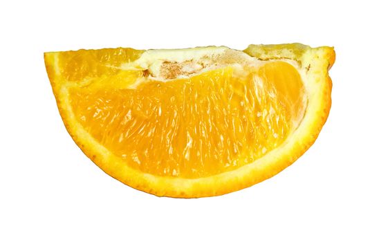 Orange slice is isolated on white background