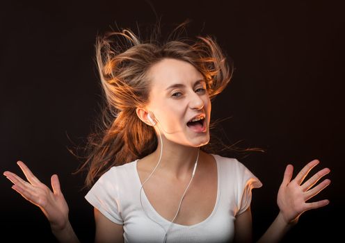 Beautiful Woman Listening Music