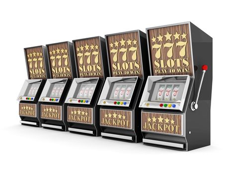 slot machine, gamble machine on a white background